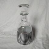 Set of 2 black and white houndstooth glass carafes from the Arques crystal factory. Rare.