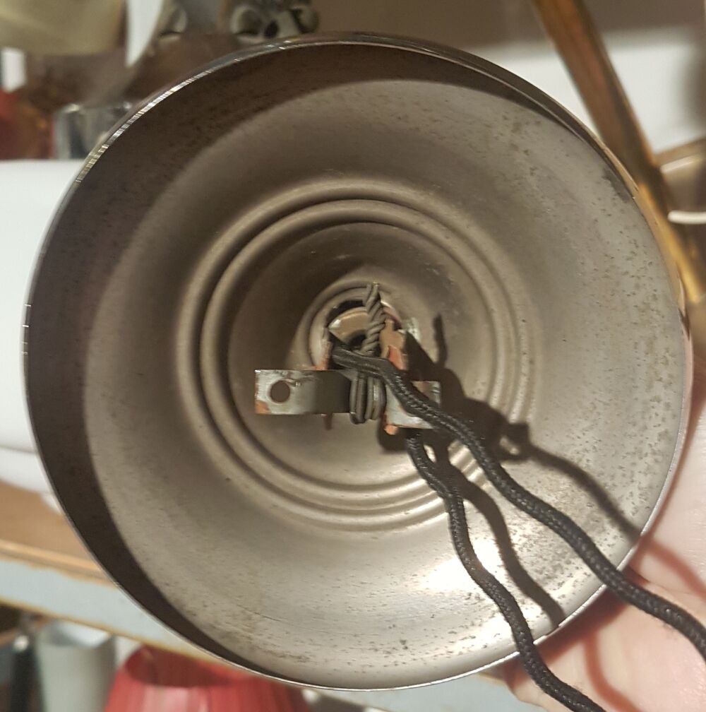 Art deco, metal and opaline hanging lamp