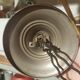 Art deco, metal and opaline hanging lamp