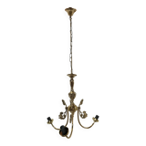 Polished Solid Brass Pendant Chandelier with Three Arms