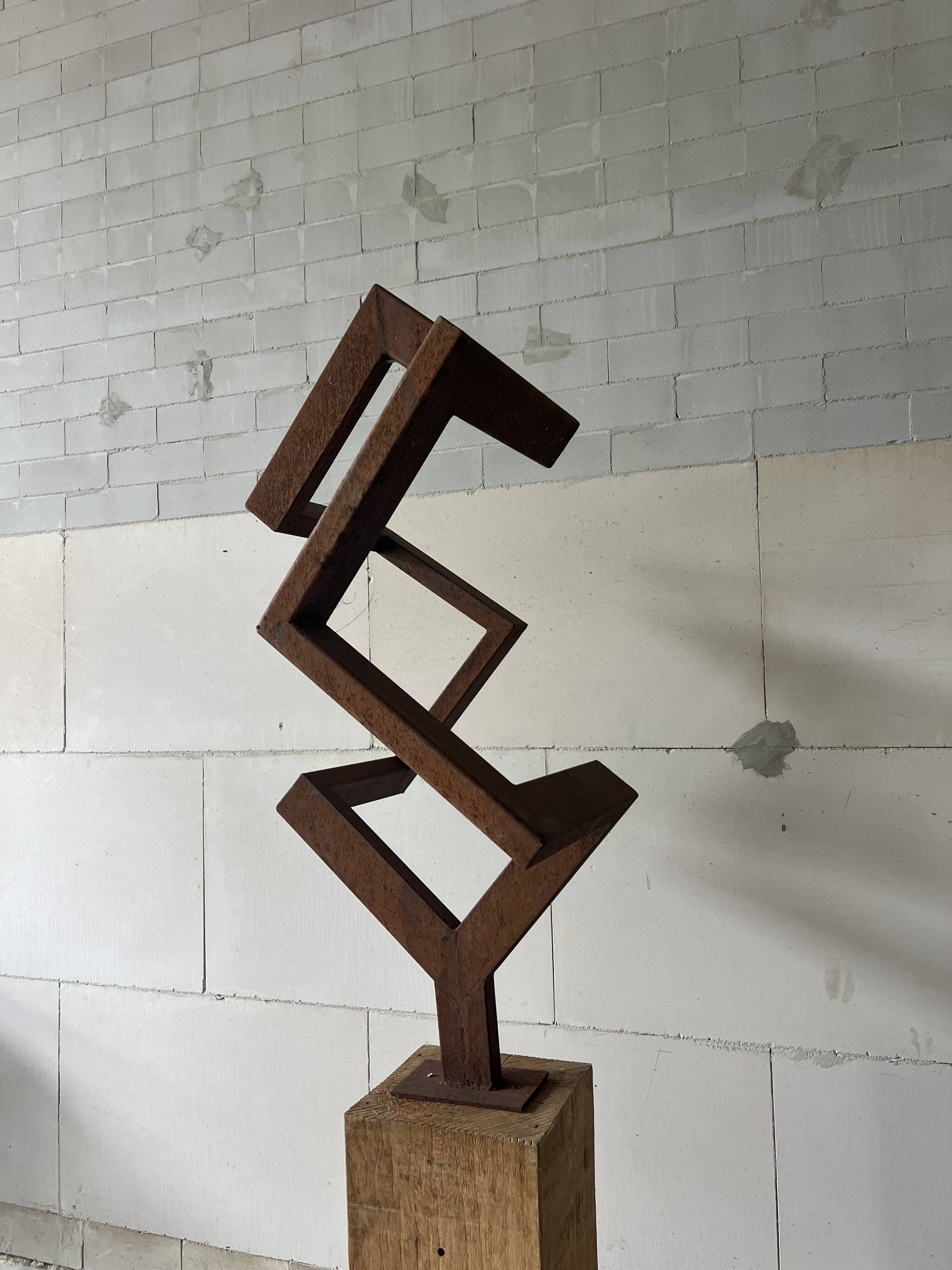 Sculpture “Balance”. a 1970s geometric abstraction in steel