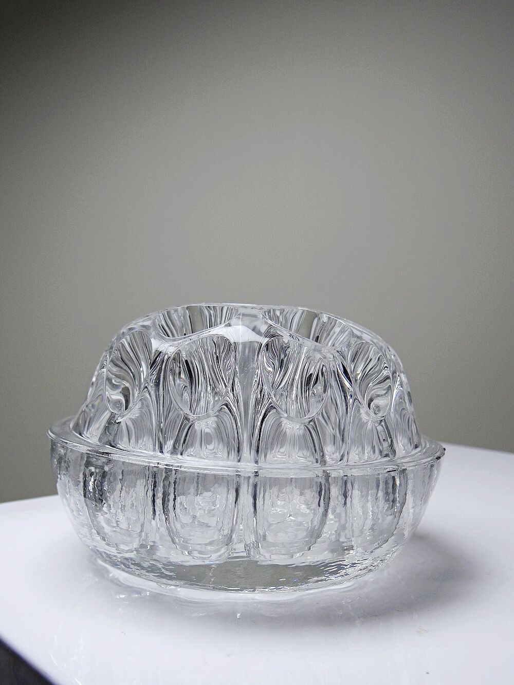 Glass globe flower holder, Reims, 19 holes, vintage 1950-1960