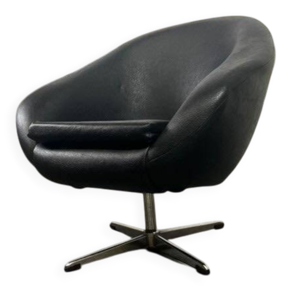Fauteuil vintage noir / chaise lounge / fauteuil 'Folke Jansson'