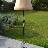 Vintage Sèvres crystal and wrought iron floor lamp from the 1950s