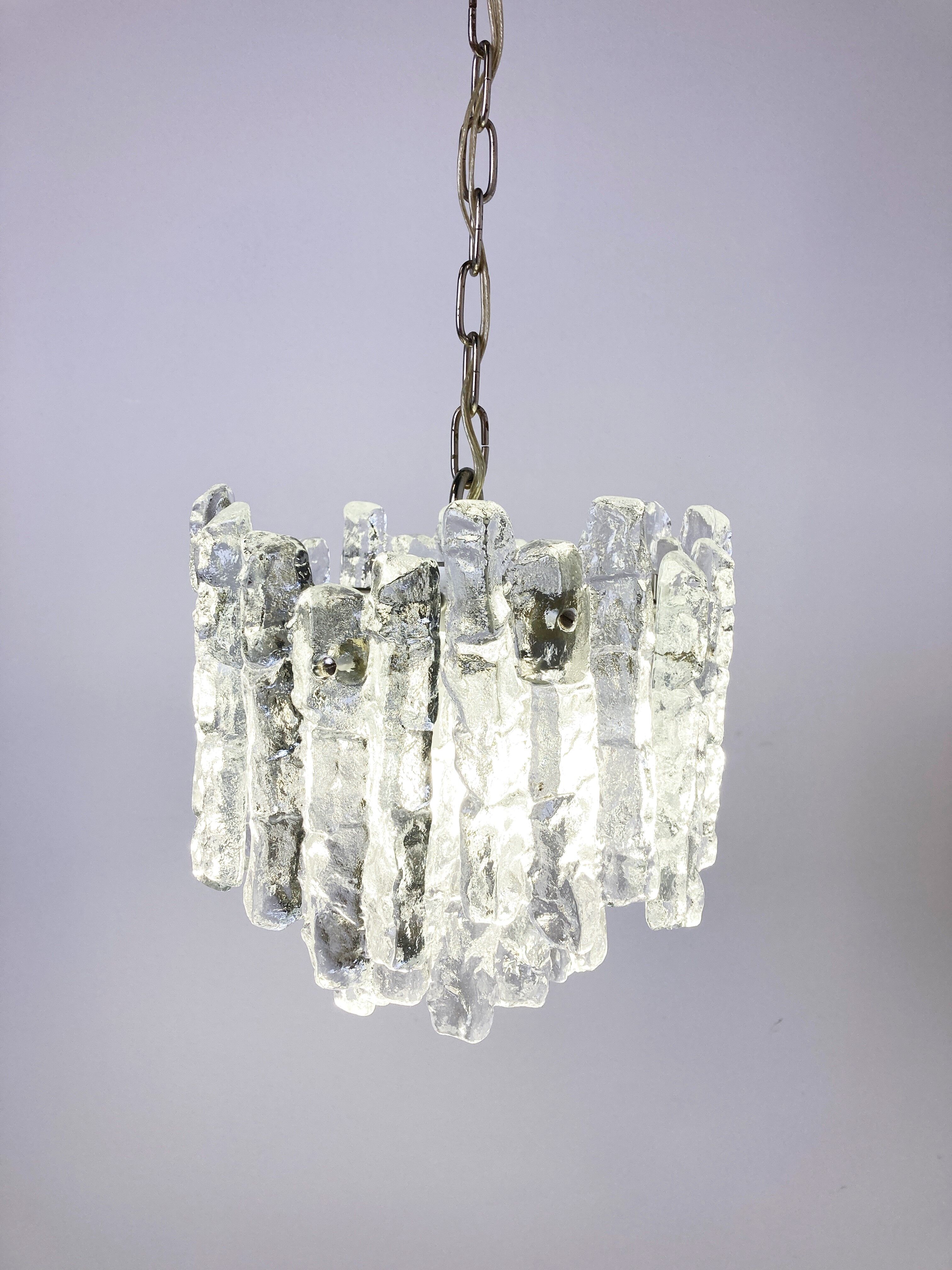 Ice crystal pendant light by Kalmar, 1960s