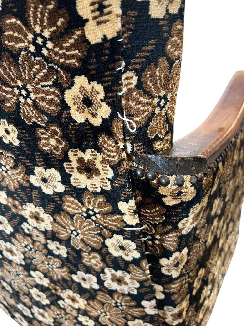 Vintage brown floral patterned cocktail chair/armchair
