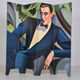 Vintage screen made up of 4 wooden panels reproducing the painting by tamara de lempicka 1925.