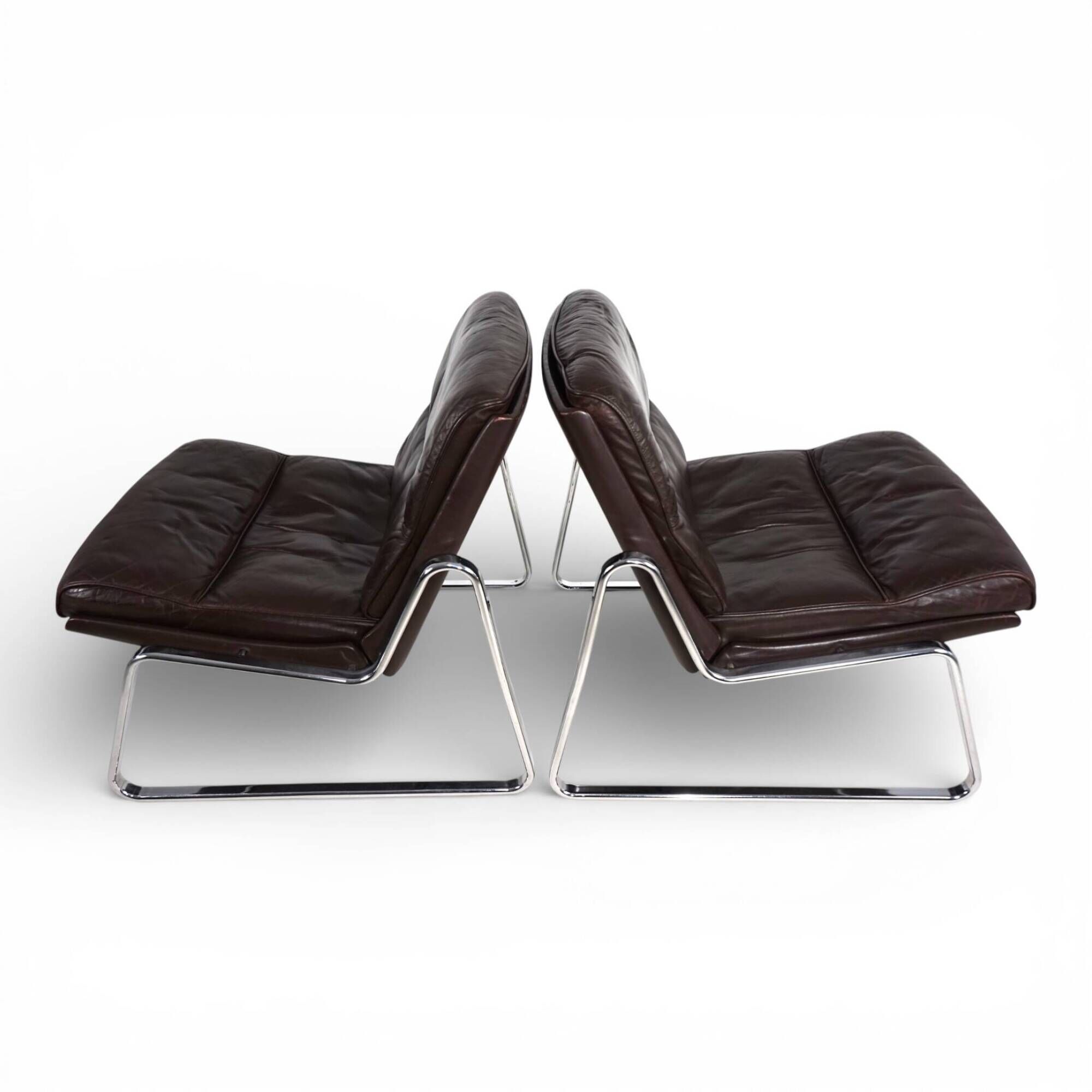 Set of 2 Drabert lounge chairs in brown leather by Gerd Lange, 1970