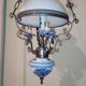 Opaline white porcelain blue 3 branch hanging lamp