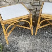 4 tabourets vintage bambou et rotin – années 60/70
