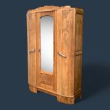 Parisian art deco wardrobe solid raw oak 1930