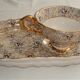 Golden breakfast service tray and cup faience made in italy