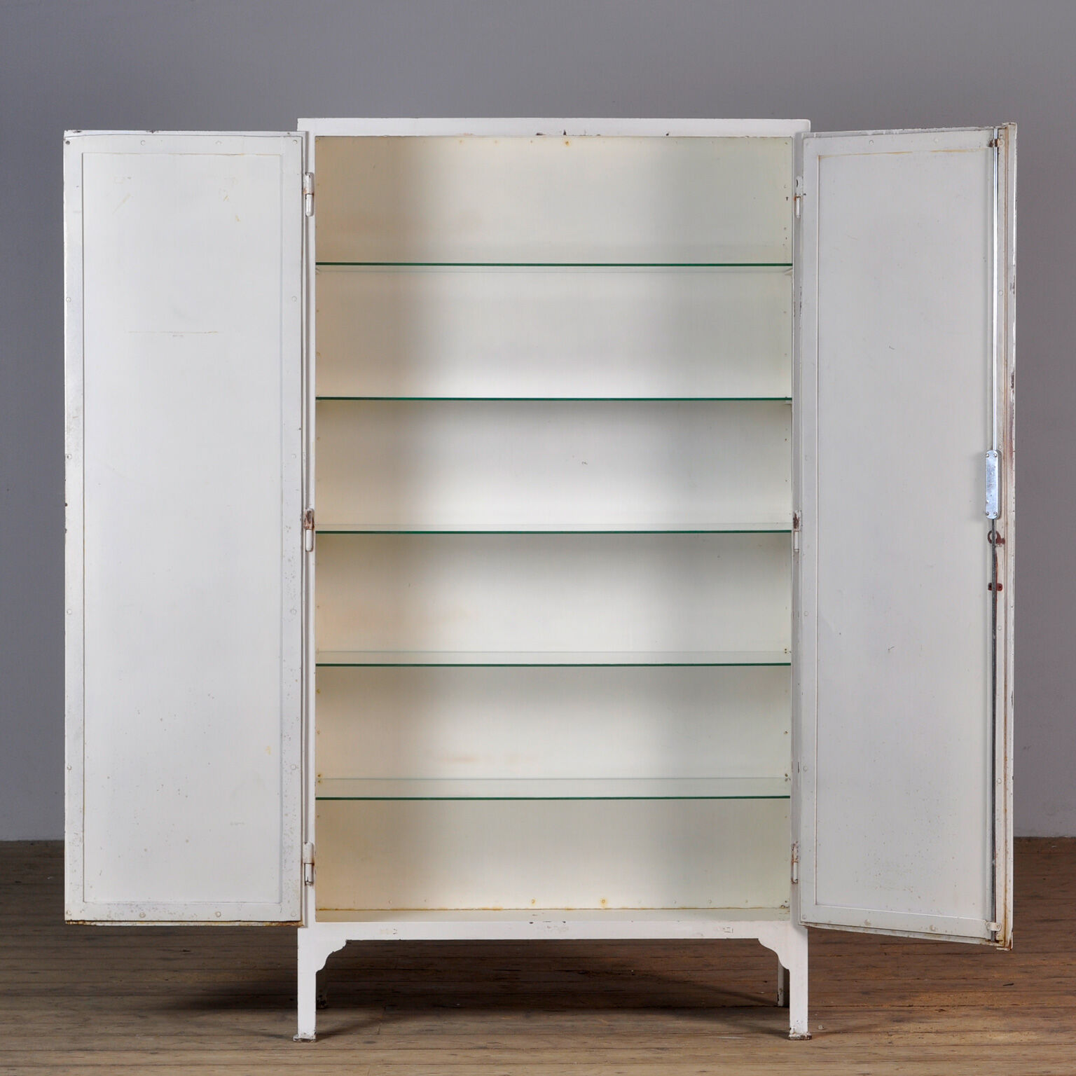 Vintage iron medical cabinet, 1940s