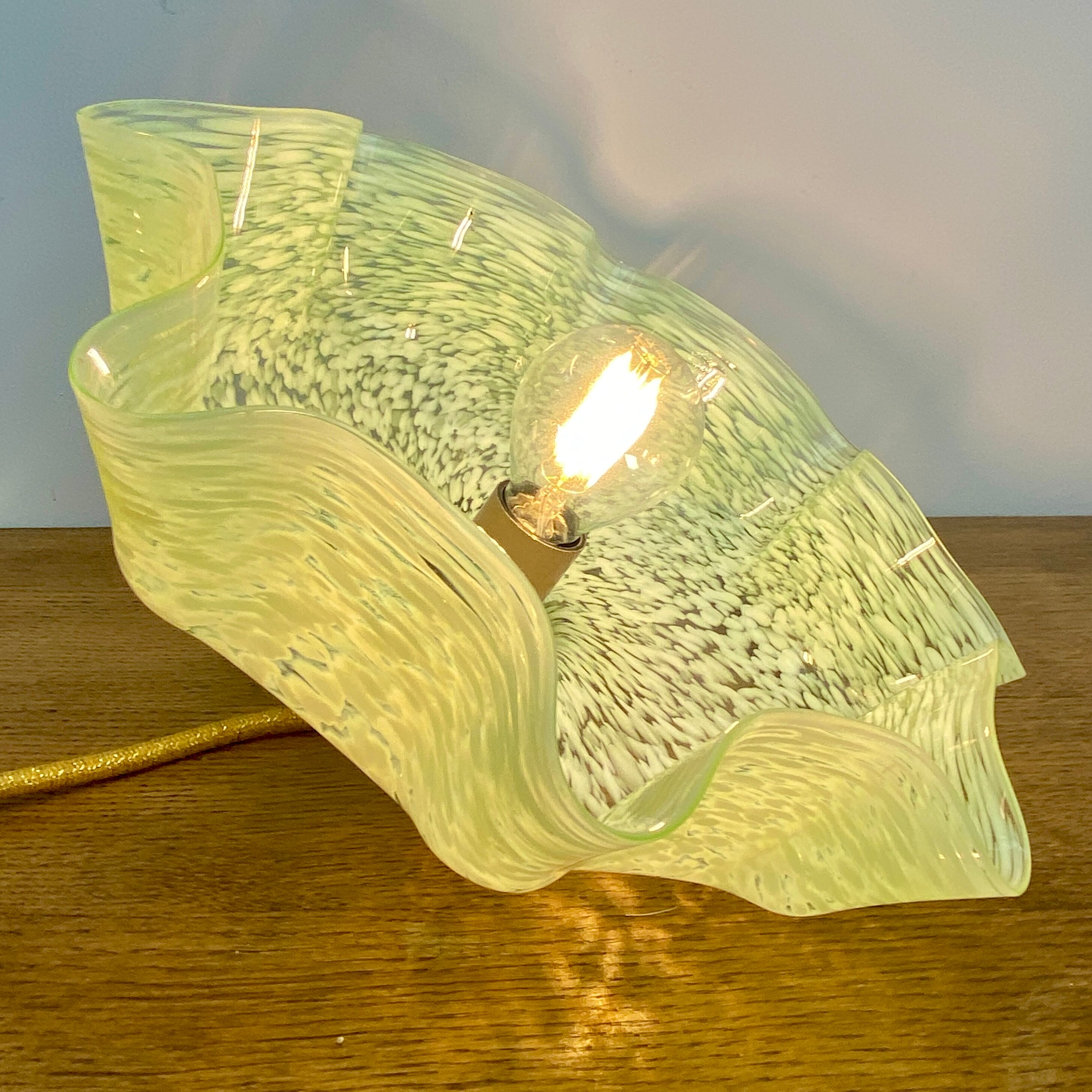 Suspension abat-jour vintage en verre de clichy mint