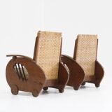 Ensemble de fauteuils en rotin tressé au design Art déco, années 1930, Italie