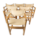 Ensemble de six chaises pliantes modèle J102 conçues par Ditte & Adrian Heath pour meubles FDB, années 1970