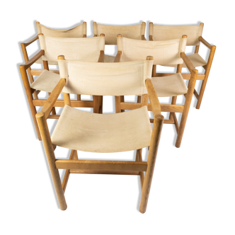 Ensemble de six chaises pliantes modèle J102 conçues par Ditte & Adrian Heath pour meubles FDB, années 1970