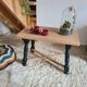 Table basse vintage chêne brut et noir