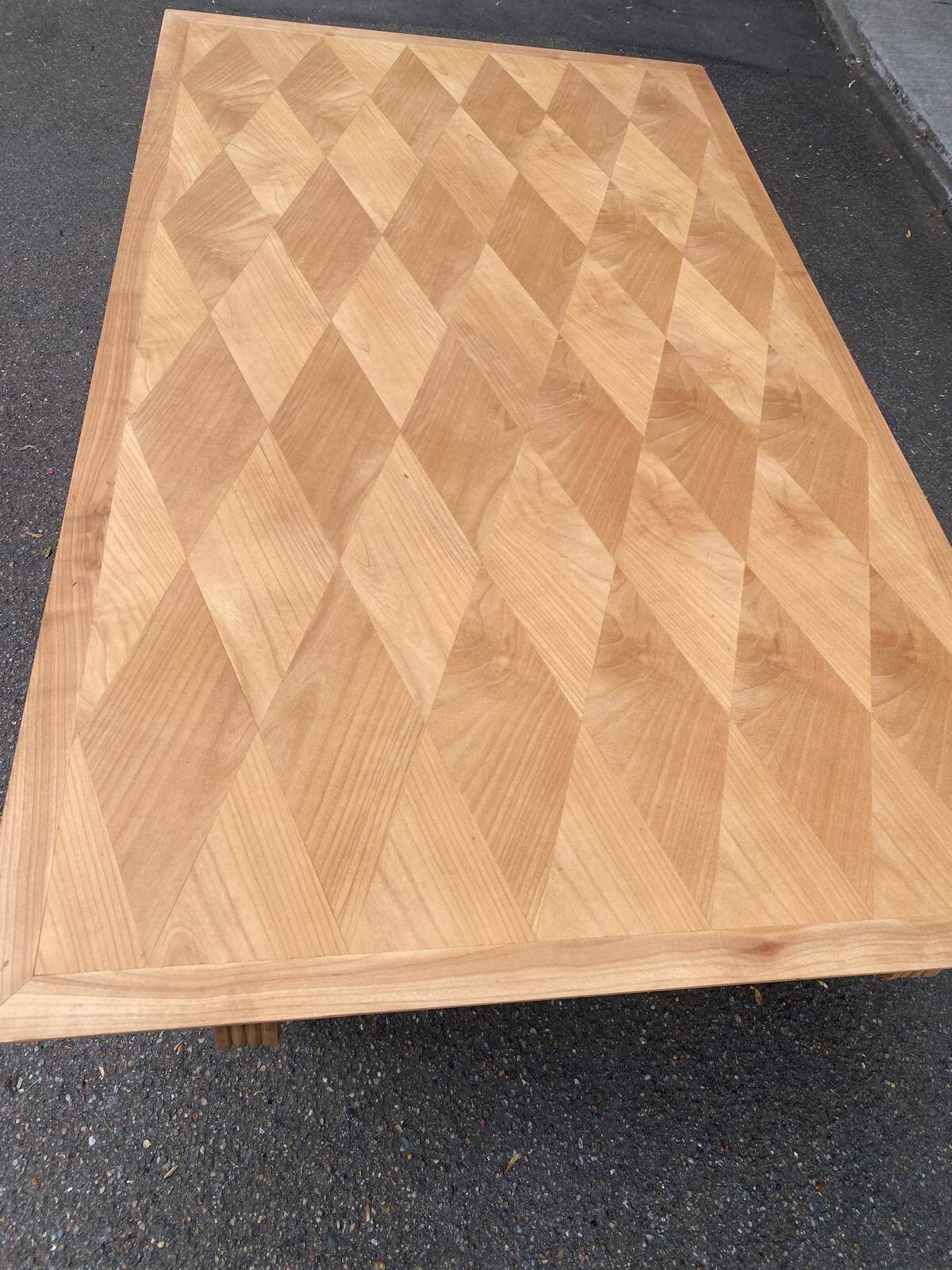 Renovated 1950s wooden Art Deco extendable dining table.