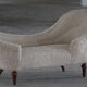Chaise longue sculpturale danoise antique du XIXe siècle, réupholstérée en laine d'agneau