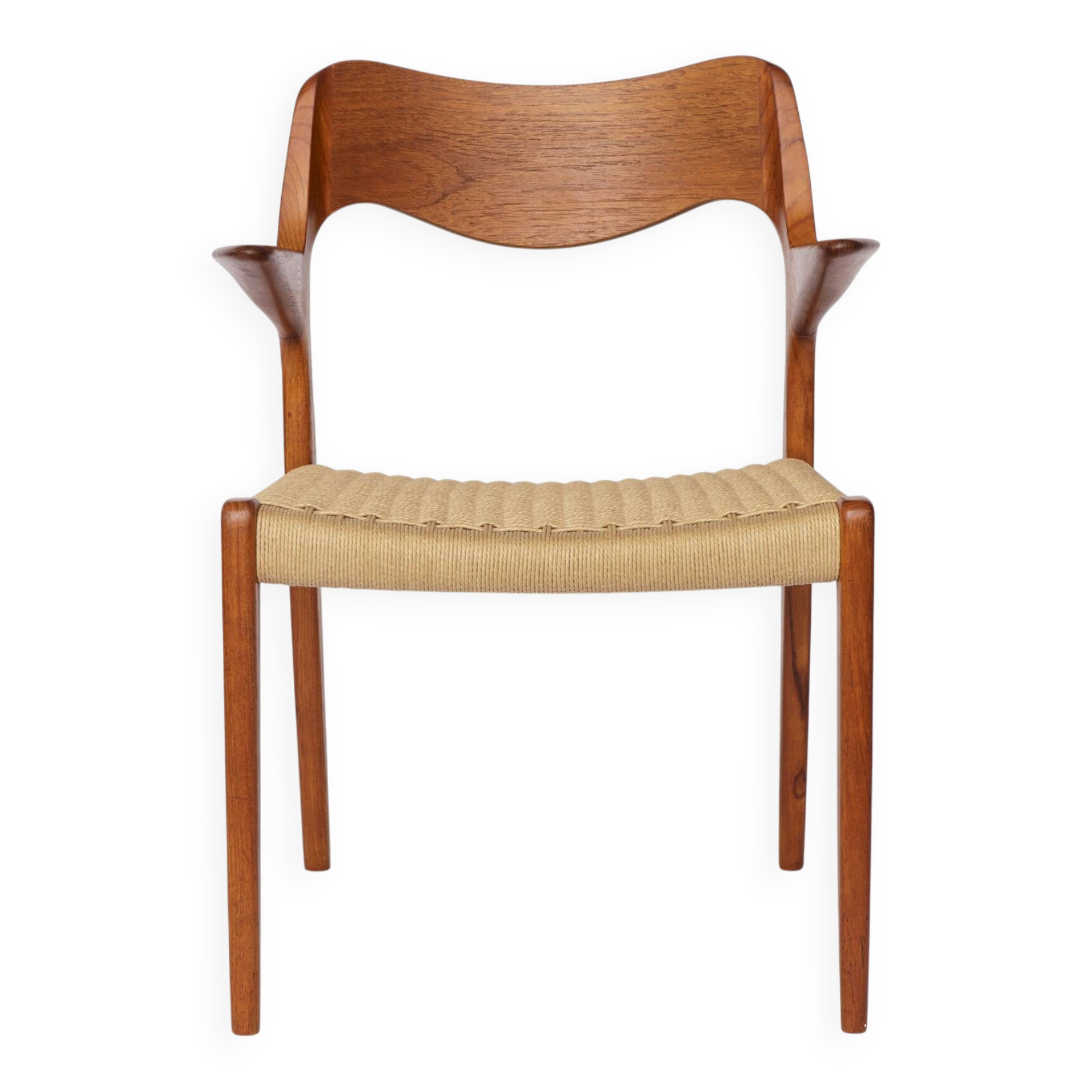 Niels Otto Møller Model 55 Armchair – Danish Teak Dining Chair Paper cord