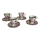 4 tea cups and saucers in shabby pink porcelain