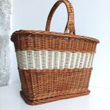 Wicker basket & woven scoubidou threads