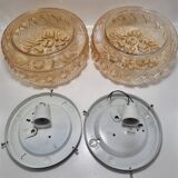 Iridescent cast glass ceiling light by Helena Tynell