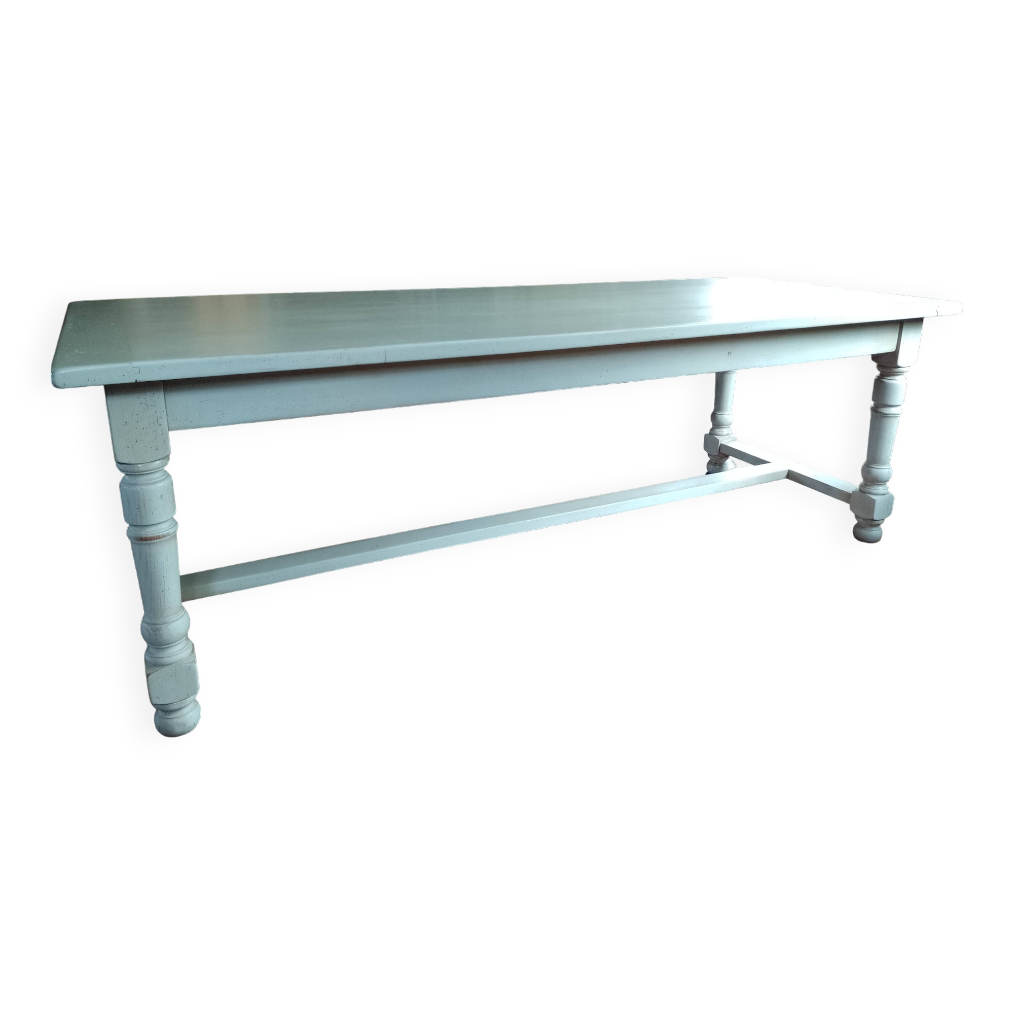 Antique solid oak farmhouse table with turned legs