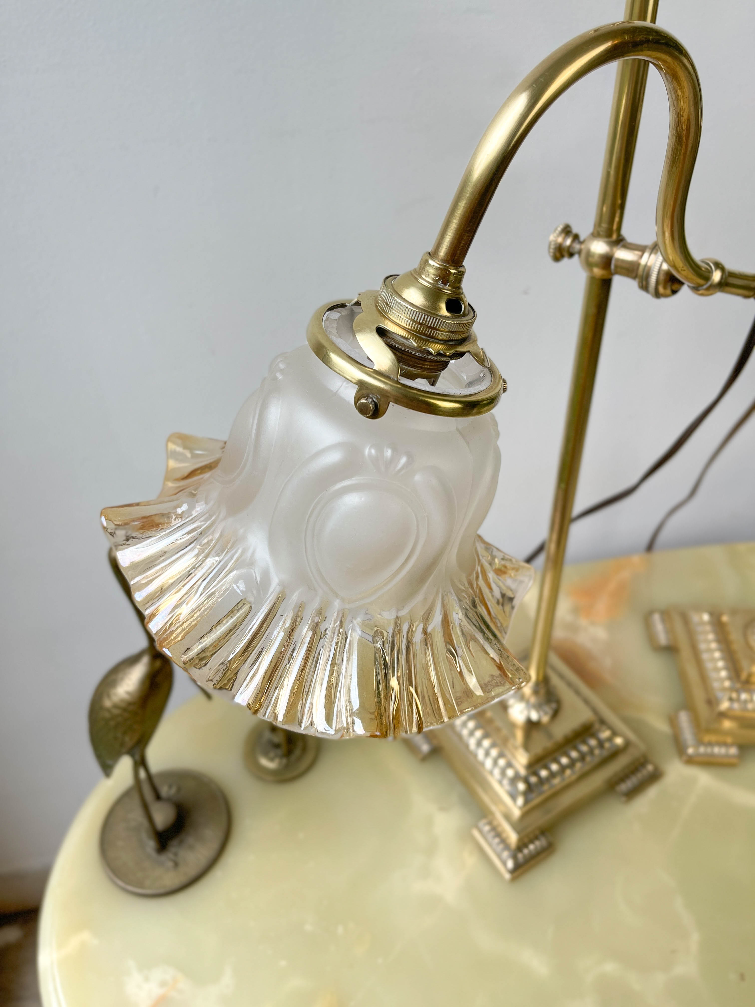 Pair of art deco style "up and down" swan neck desk lamps