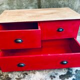 Bright red chest of drawers