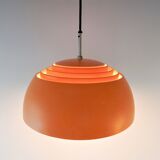 Swedish orange metal and glass pendant lamp by Hans-Agne Jakobsson, 1970s