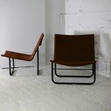 Pair of KEBE drivers, Denmark, circa 1975. Steel and "chocolate" canvas