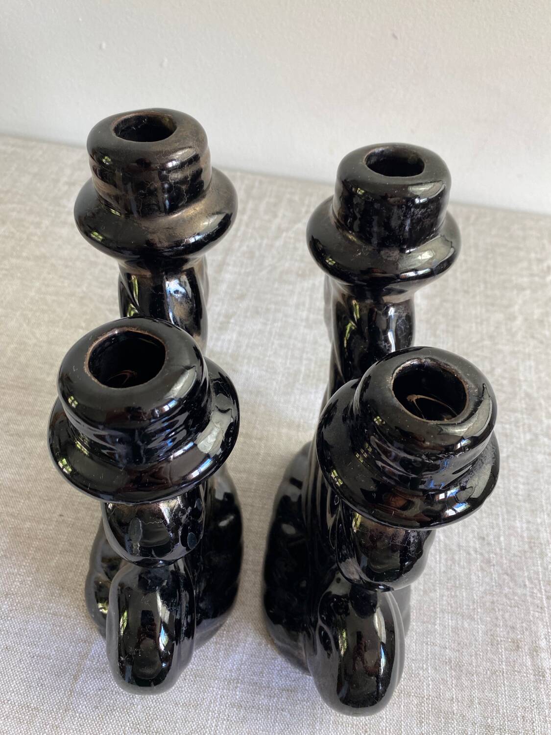 Pair of Vallauris iridescent ceramic candle holders