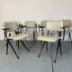 6 chaises industrielles en acier de style Mid-Century avec accoudoirs en bois de Marko