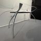 Bernard dequet, table bureau en aluminium brossé et verre "rognon", design