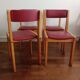 Série de 4 chaises années 60 bois blond et skaï