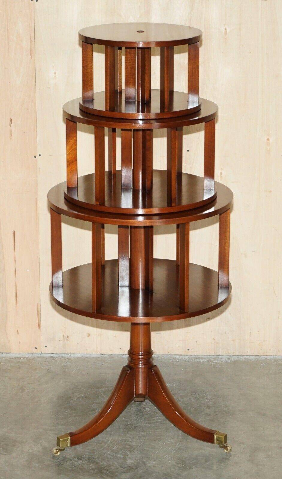 Regency-style rotating library in hardwood, 148 cm