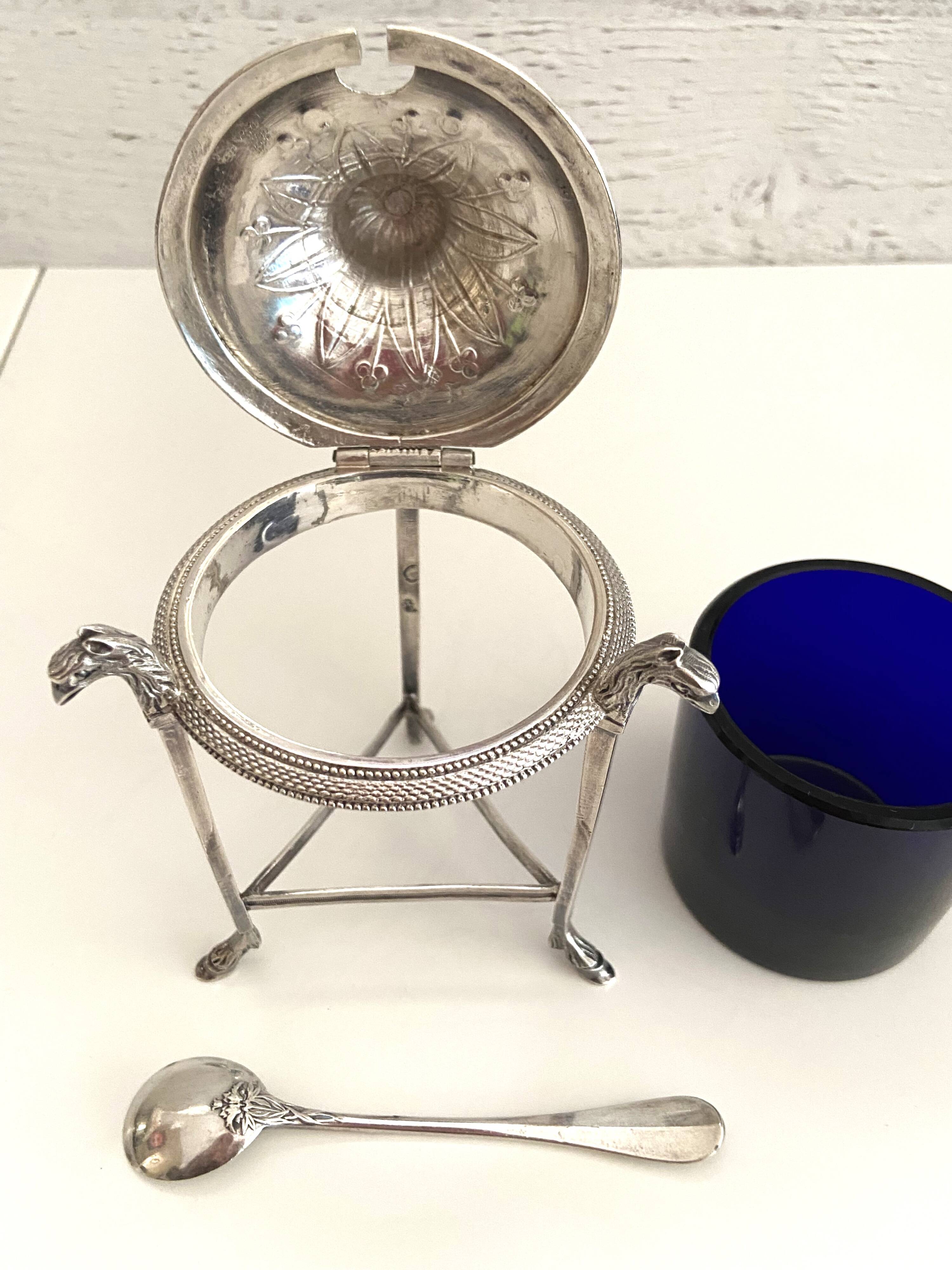 Mustard Pot Solid Silver (950°/°°°) Hallmark 1st Rooster Empire Consulate Period