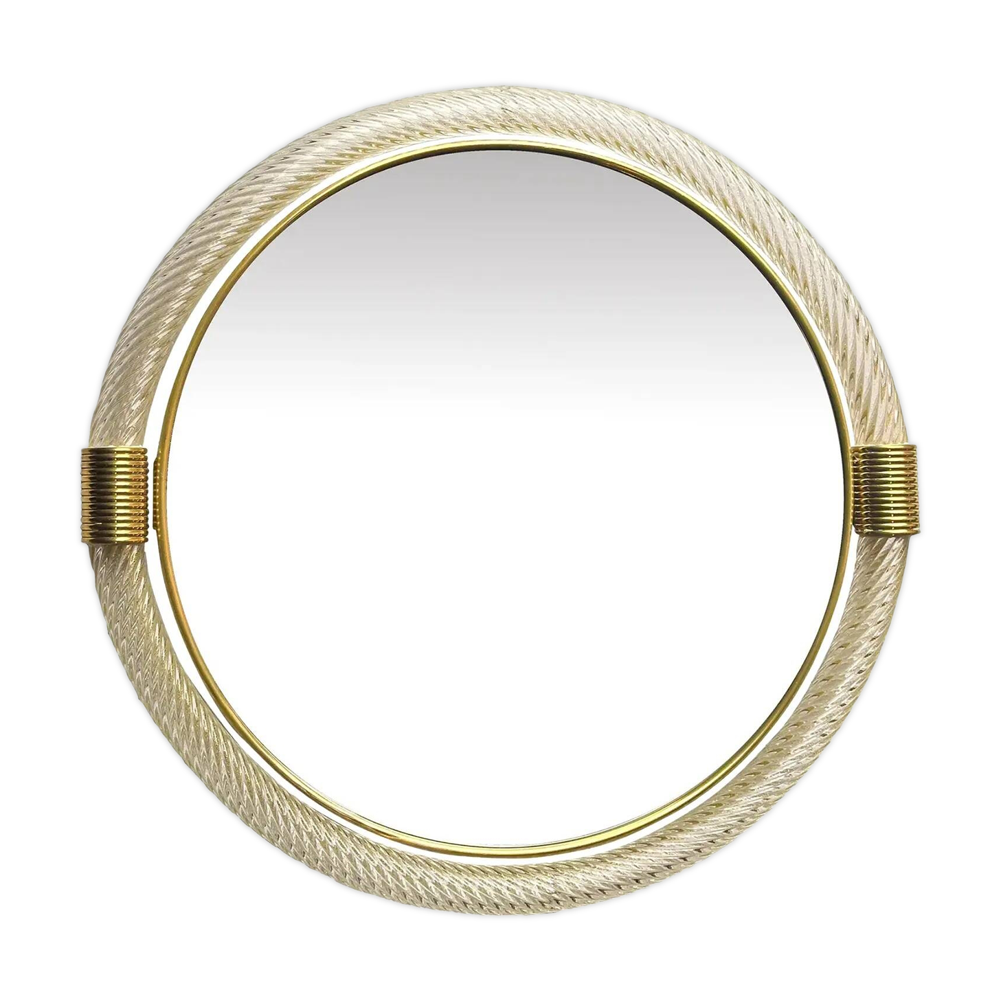 Venetian Round"Torgiglione-Torchon" Murano Glass Wall Mirror in Barovier St