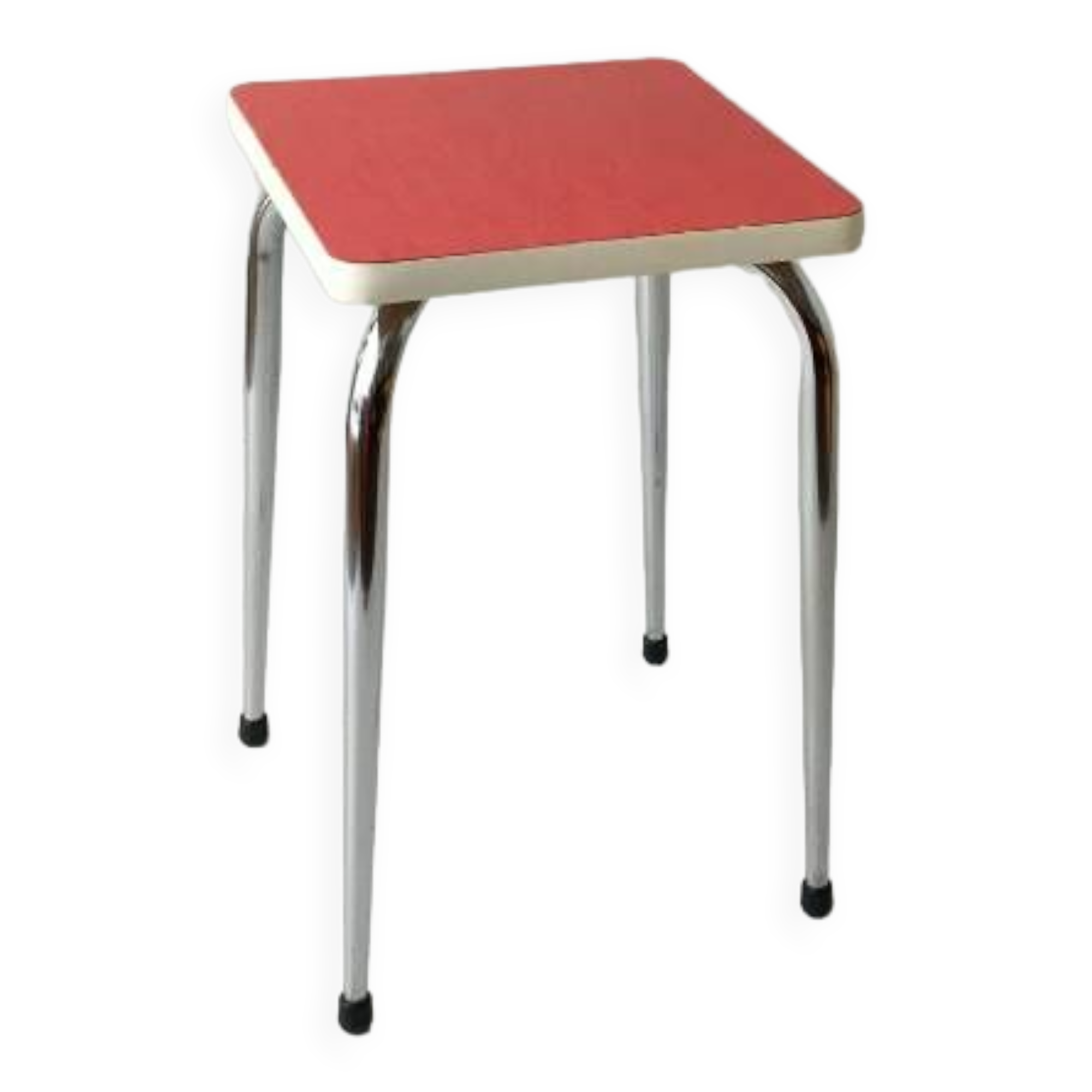 Stool in pinkish red formica