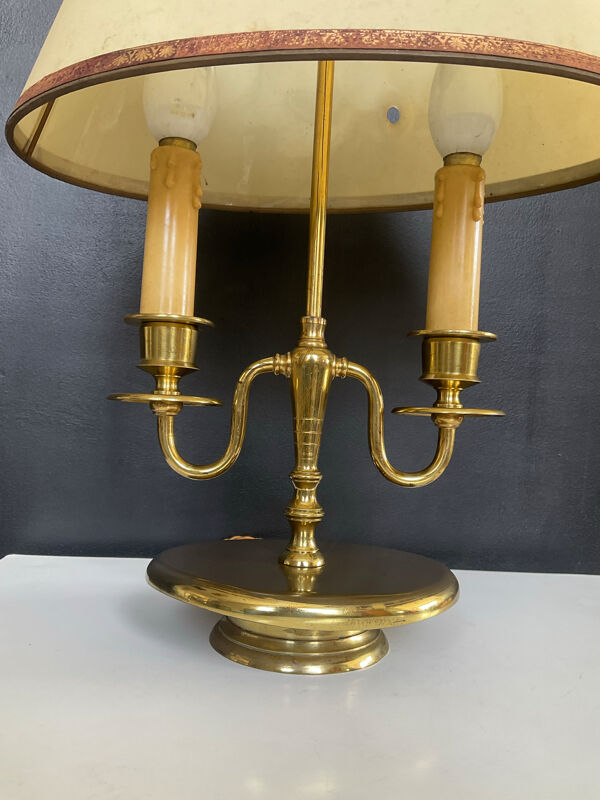 Lampe bouillotte style directoire en laiton double feux