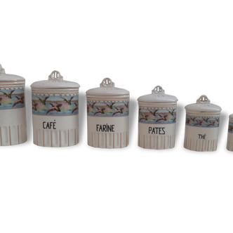 Série 6 pots a épices en céramique années 1940/50