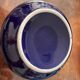Cobalt Blue Enameled Ashtray, Golden Peacock and Floral Decor - Vintage Italy