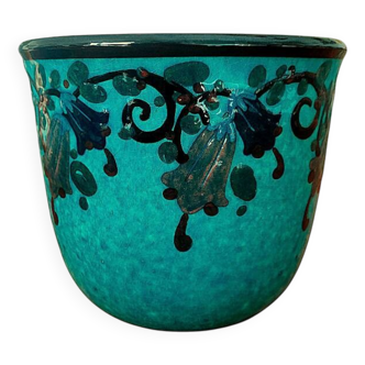 Cache-pot Paul Jacquet en céramique de Savoie décor de fuchsias, 1925