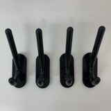 Set of 4 con & con Italian black wall coat / towel hangers , 1970’s