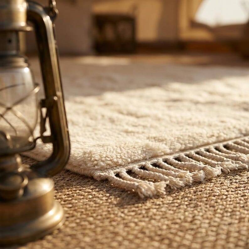 Handmade Moroccan rug in natural wool 250cm x 150cm