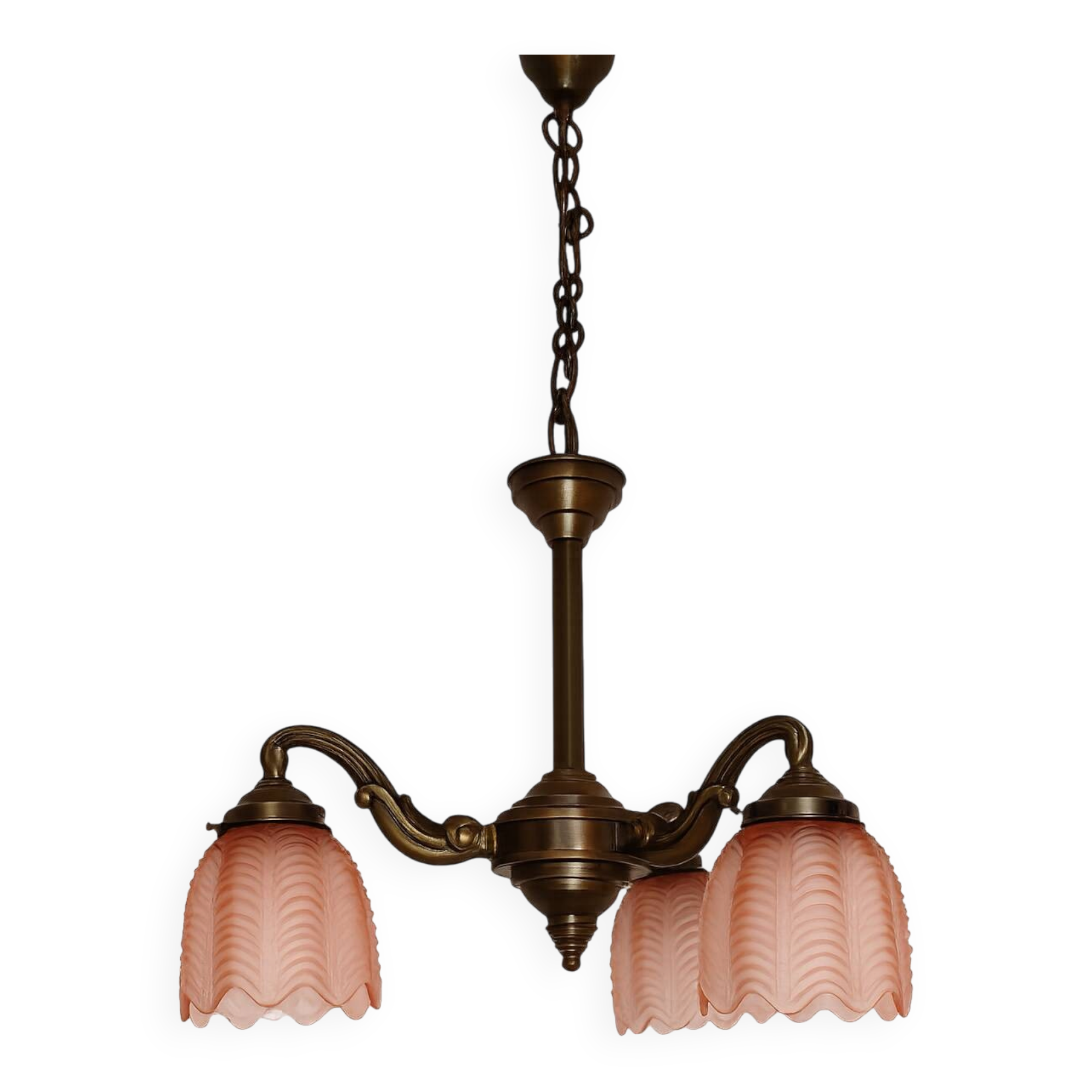 Art Deco bronze chandelier, 1920s.