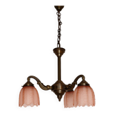 Chandelier en bronze Art Déco, années 1920.