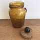 Handmade jar in blown bubbled glass Biot amber